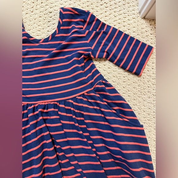 NWOT Hanna Andersson blue red striped skater dress Sz 8 - Picture 3 of 4